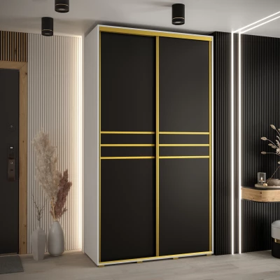 ASIRI 10 gardróbszekrény - 140/60 cm, fehér / fekete / arany