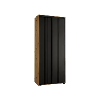 ASIRI 6 gardróbszekrény - 100/60 cm, artisan tölgy / fekete / fekete