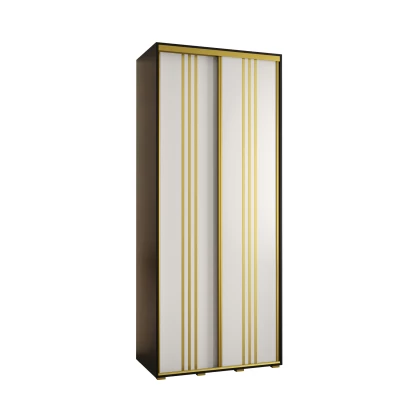 ASIRI 6 gardróbszekrény - 100/60 cm, fekete / fehér / arany