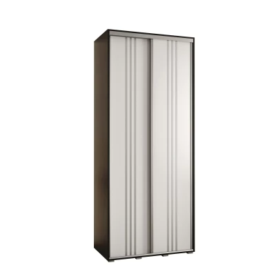 ASIRI 6 gardróbszekrény - 100/45 cm, fekete / fehér / ezüst