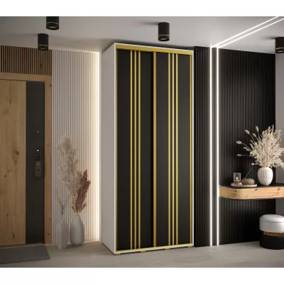 ASIRI 6 gardróbszekrény - 100/45 cm, fehér / fekete / arany
