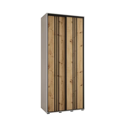 ASIRI 6 gardróbszekrény - 100/45 cm, fehér/ artisan tölgy / fekete