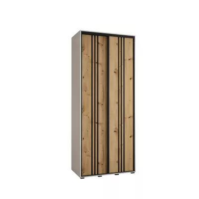 ASIRI 6 gardróbszekrény - 100/45 cm, fehér/ artisan tölgy / fekete