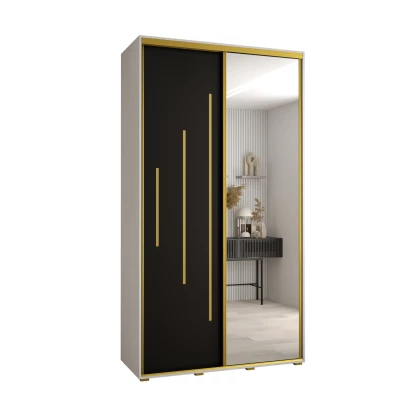 ASIRI 13 gardróbszekrény - 130/45 cm, fehér / fekete / arany