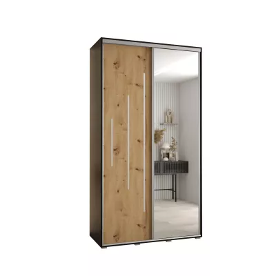 ASIRI 13 gardróbszekrény - 140/45 cm, fekete / artisan tölgy / ezüst