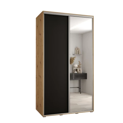 ASIRI 3 gardróbszekrény - 130/60 cm, artisan tölgy / fekete / ezüst