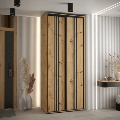 ASIRI 6 gardróbszekrény - 120/60 cm, artisan tölgy / fekete