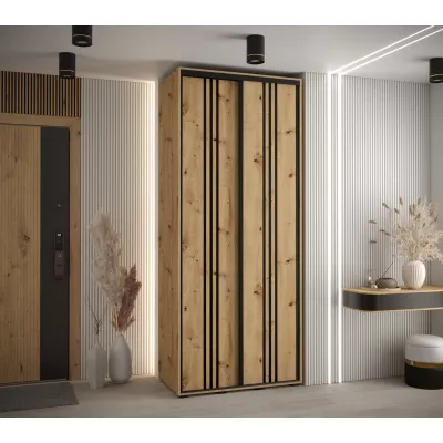 ASIRI 6 gardróbszekrény - 120/60 cm, artisan tölgy / fekete