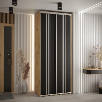 ASIRI 6 gardróbszekrény - 120/60 cm, artisan tölgy / fekete / ezüst