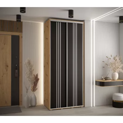 ASIRI 6 gardróbszekrény - 120/60 cm, artisan tölgy / fekete / ezüst