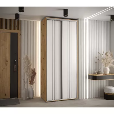 ASIRI 6 gardróbszekrény - 120/60 cm, artisan tölgy / fehér / ezüst