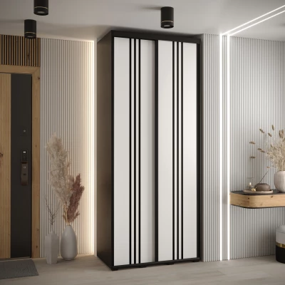 ASIRI 6 gardróbszekrény - 120/60 cm, fekete / fehér / fekete