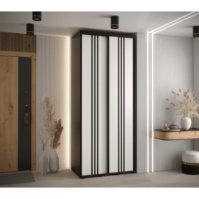 ASIRI 6 gardróbszekrény - 120/60 cm, fekete / fehér / fekete