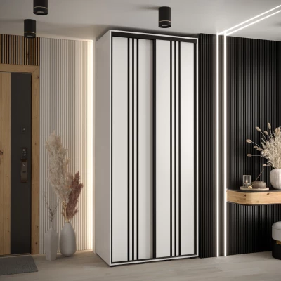 ASIRI 6 gardróbszekrény - 120/60 cm, fehér / fekete