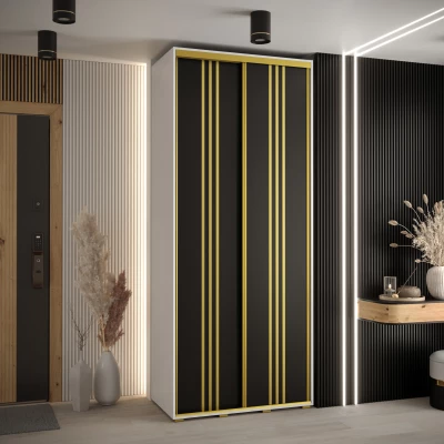 ASIRI 6 gardróbszekrény - 120/60 cm, fehér / fekete / arany