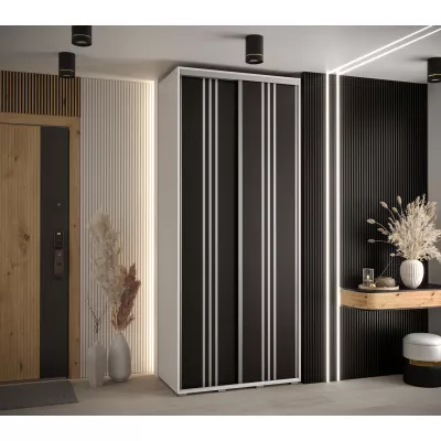 ASIRI 6 gardróbszekrény - 120/60 cm, fehér / fekete / ezüst