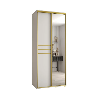 ASIRI 11 gardróbszekrény - 100/45 cm, fehér / arany