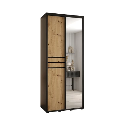 ASIRI 11 gardróbszekrény - 100/45 cm, fekete / artisan tölgy / fekete