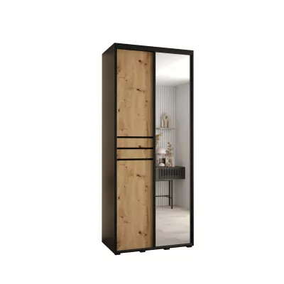 ASIRI 11 gardróbszekrény - 100/45 cm, fekete / artisan tölgy / fekete