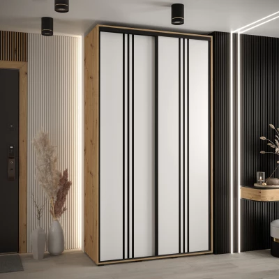 ASIRI 6 gardróbszekrény - 140/60 cm, artisan tölgy / fehér / fekete
