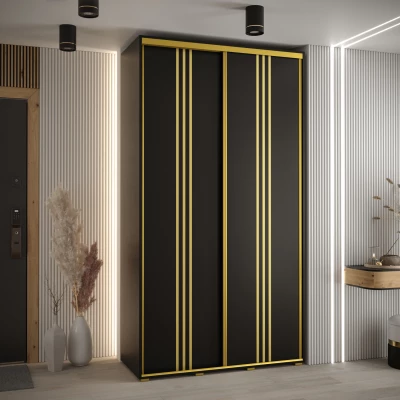 ASIRI 6 gardróbszekrény - 140/60 cm, fekete / arany