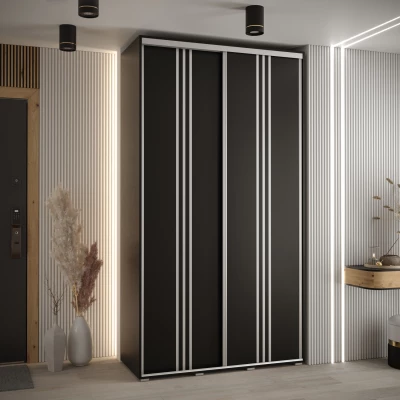 ASIRI 6 gardróbszekrény - 140/60 cm, fekete / ezüst