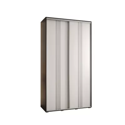 ASIRI 6 gardróbszekrény - 140/60 cm, fekete / fehér / ezüst