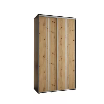 ASIRI 6 gardróbszekrény - 140/60 cm, fekete / artisan tölgy / ezüst