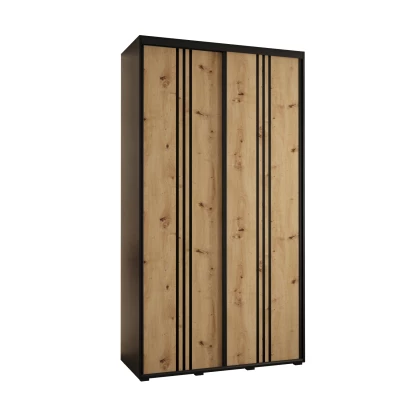 ASIRI 6 gardróbszekrény - 140/60 cm, fekete / artisan tölgy / fekete