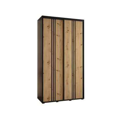 ASIRI 6 gardróbszekrény - 140/60 cm, fekete / artisan tölgy / fekete
