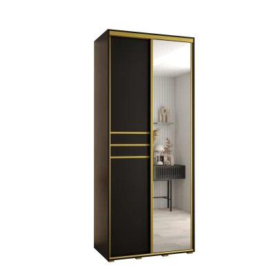 ASIRI 11 gardróbszekrény - 100/45 cm, fekete / arany
