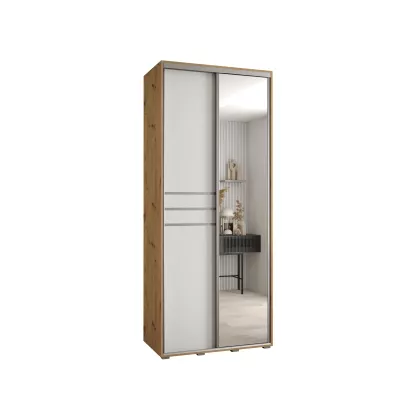 ASIRI 11 gardróbszekrény - 100/45 cm, artisan tölgy / fehér / ezüst