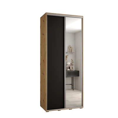 ASIRI 3 gardróbszekrény - 120/45 cm, artisan tölgy / fekete / ezüst