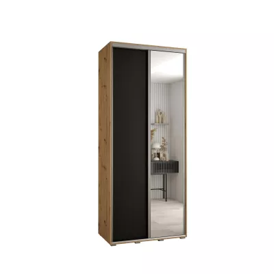 ASIRI 3 gardróbszekrény - 120/45 cm, artisan tölgy / fekete / ezüst