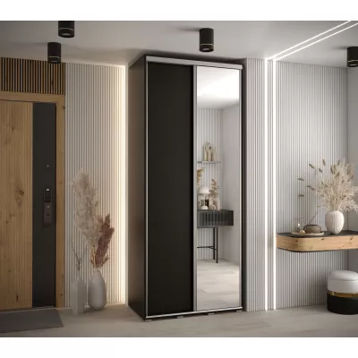 ASIRI 3 gardróbszekrény - 120/45 cm, fekete / ezüst