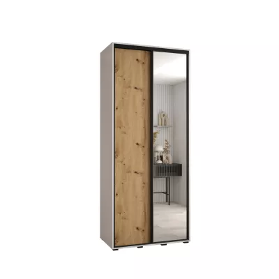 ASIRI 3 gardróbszekrény - 120/45 cm, fehér / artisan tölgy / fekete