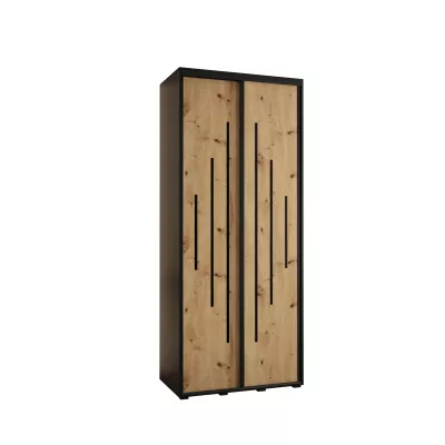 ASIRI 12 gardróbszekrény - 110/45 cm, fekete / artisan tölgy / fekete