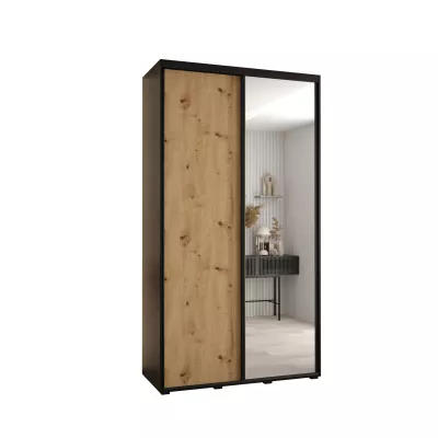 ASIRI 3 gardróbszekrény - 130/45 cm, fekete / artisan tölgy / fekete