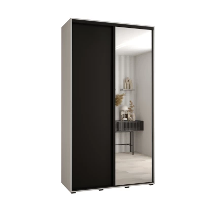 ASIRI 3 gardróbszekrény - 130/45 cm, fehér / fekete / fekete