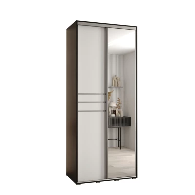 ASIRI 11 gardróbszekrény - 110/45 cm, fekete / fehér / ezüst
