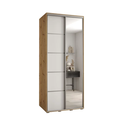 ASIRI 5 gardróbszekrény - 100/45 cm, artisan tölgy / fehér / ezüst