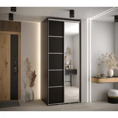 ASIRI 5 gardróbszekrény - 120/45 cm, fekete / ezüst