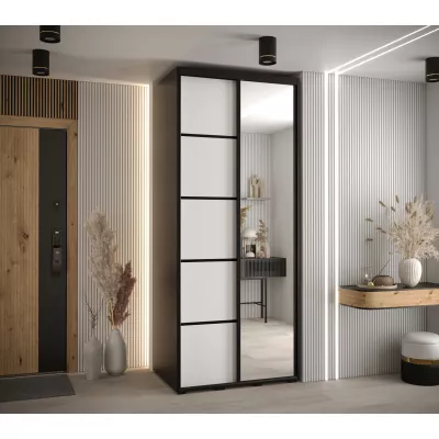 ASIRI 5 gardróbszekrény - 120/45 cm, fekete / fehér / fekete