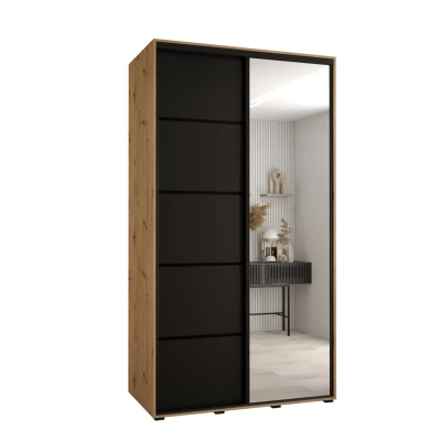 ASIRI 5 gardróbszekrény - 130/45 cm, artisan tölgy / fekete / fekete
