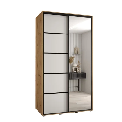 ASIRI 5 gardróbszekrény - 130/45 cm, artisan tölgy / fehér / fekete