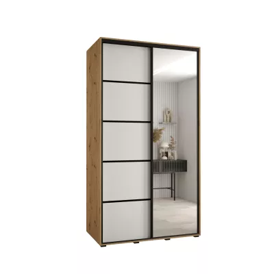 ASIRI 5 gardróbszekrény - 130/45 cm, artisan tölgy / fehér / fekete