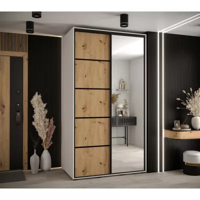ASIRI 5 gardróbszekrény - 140/60 cm, fehér artisan tölgy / fekete