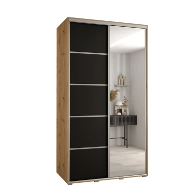 ASIRI 5 gardróbszekrény - 140/45 cm, artisan tölgy / fekete / ezüst