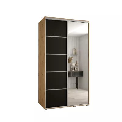 ASIRI 5 gardróbszekrény - 140/45 cm, artisan tölgy / fekete / ezüst