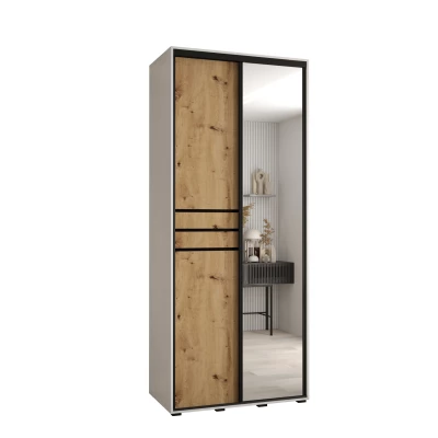 ASIRI 11 gardróbszekrény - 120/45 cm, fehér / artisan tölgy / fekete
